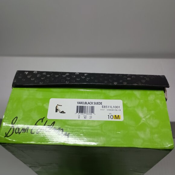 Sam Edelman Yaro Block Heel Sandals with Ankle Strap Black Suede Size 10 M - Picture 7 of 7